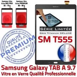 Qualité Gris Prémonté Galaxy PREMIUM Vitre 9.7 Tactile Verre TAB T555 Tablette Grise A Assemblée SM TAB-A Adhésif Anthracite SM-55 Samsung Ecran