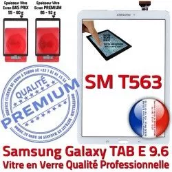 E PREMIUM TAB-E B Vitre Ecran Tactile Blanc Blanche T563 9.6 Prémonté TAB Qualité Adhésif Verre Supérieure Assemblée Samsung SM-T563 Galaxy SM