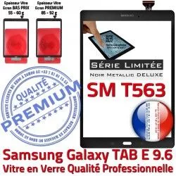 TAB-E Assemblée Qualité Assemblé T563 SM-T563 Tactile Metallic Samsung Adhésif N Noire 9.6 PREMIUM Ecran Vitre Metal Noir Verre Galaxy SM