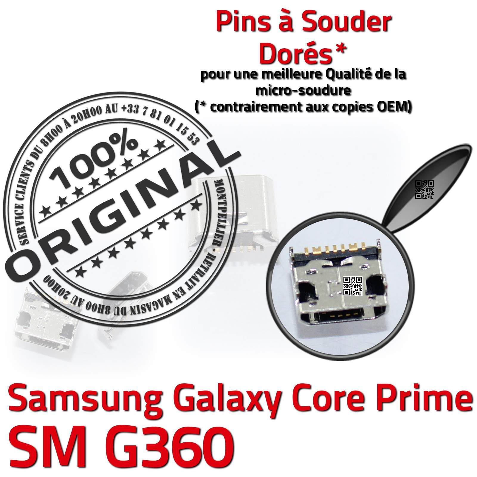 ORIGINAL Samsung Galaxy Core Prime SM G360 Connecteur de charge à souder USB
