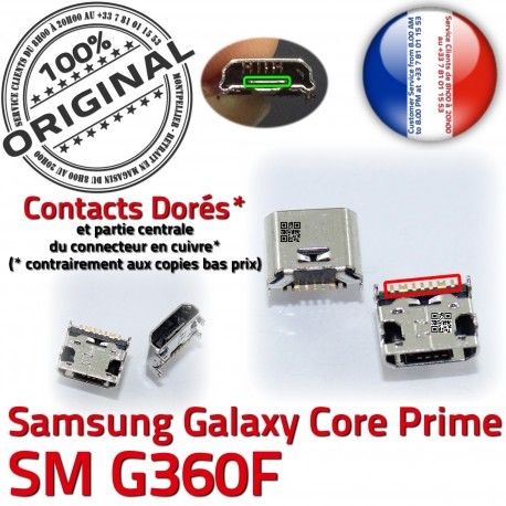 Samsung Prime SM G360F Micro USB Pins à Chargeur Core souder Connector SM-G360F Fiche ORIGINAL charge Dorés MicroUSB Qualité Prise de Galaxy Dock
