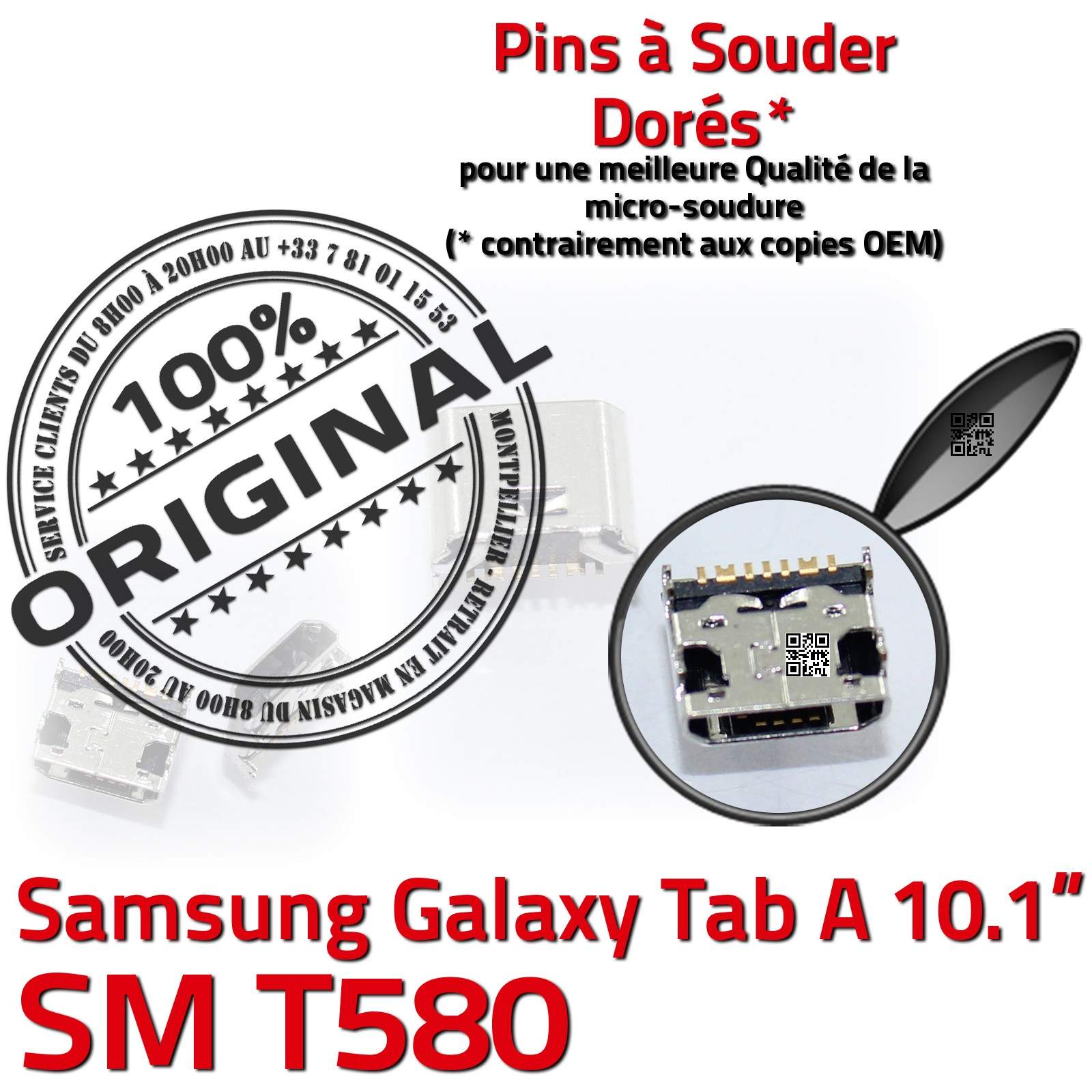 ORIGINAL Samsung Galaxy TAB A SM T580 Connecteur de charge à souder Micro USB