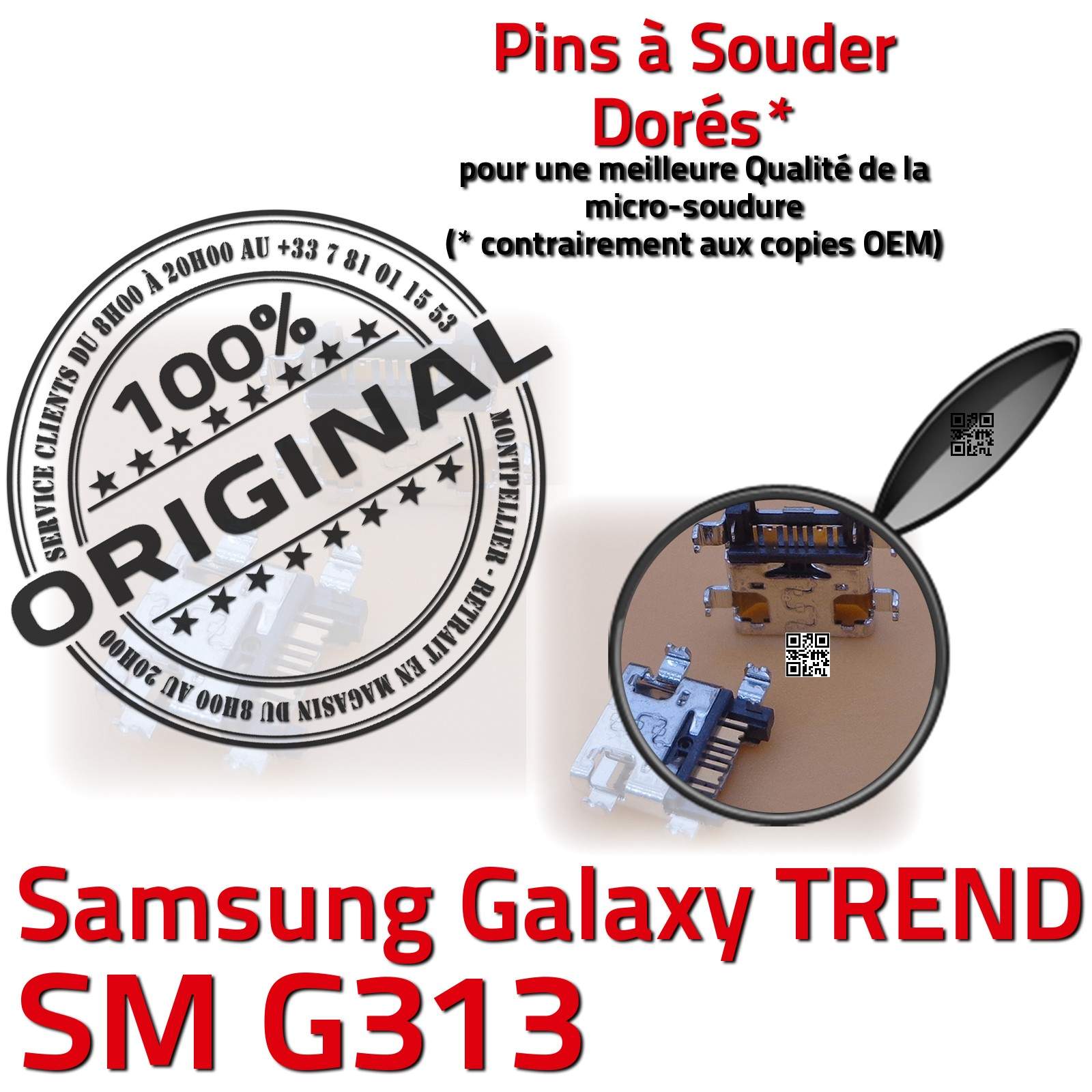 ORIGINAL Samsung Galaxy TREND S DUOS SM G313 Connecteur de charge à souder USB