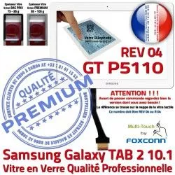 R04 TAB-2 Qualité Prémonté REV P5110 PREMIUM Vitre Assemblée Adhésif LCD Samsung Ecran Galaxy Verre GT Tactile en Blanc 10.1 B