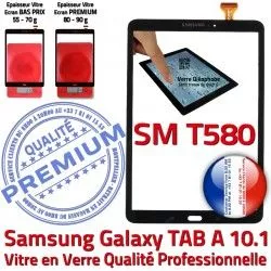 inch SM-T580 Verre en Tablette A Noir Galaxy PREMIUM Supérieure TAB Chocs T580 Tactile TAB-A Ecran Samsung Noire 10.1 Résistante aux Qualité Vitre