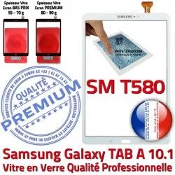 TABA Chocs Blanc Vitre 580 Résistante aux Tactile Samsung SM-T580 Ecran in PREMIUM Blanche Qualité Verre 10.1 en Supérieure Galaxy TAB-A