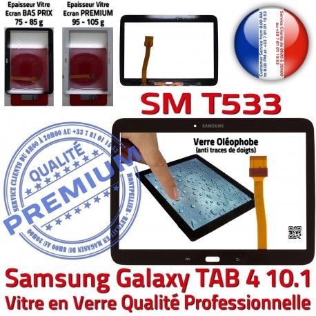 Galaxy SM-T533 Tab4 Noire en PREMIUM Assemblée Complète TAB4 Samsung Tactile Complet Verre Prémonté Adhésif Écran Noir Qualité Vitre