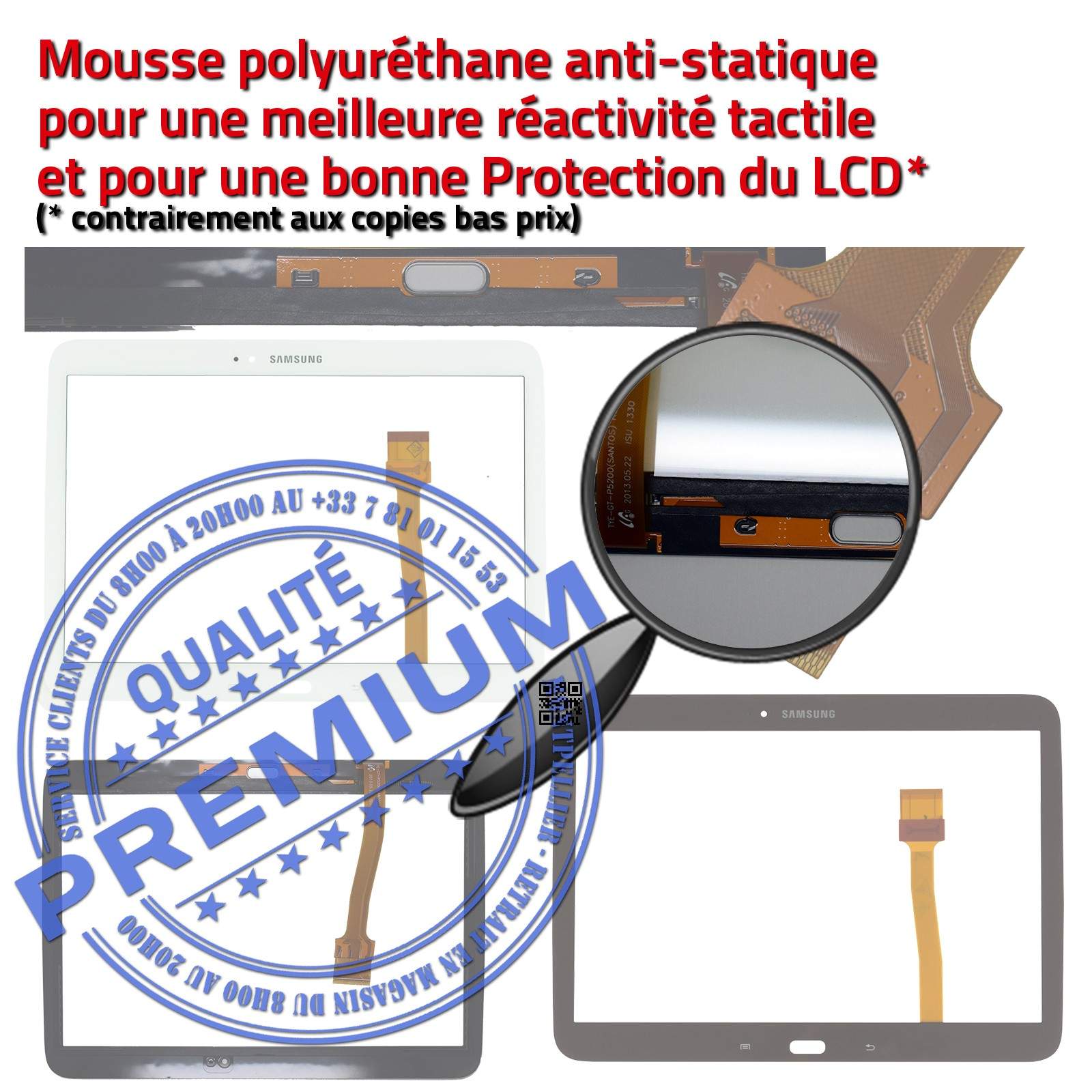 Samsung Galaxy TAB4 SM-T533 Écran Complet Noir en Verre Qualité PREMIUM Prémonté Vitre Tactile Noire Complète Assemblée Adhésif