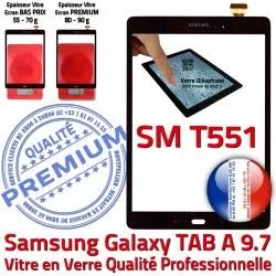 SM Samsung Noire Qualité PREMIUM Verre Galaxy SM-T551 T551 TAB-A A Complète Assemblée Noir Tactile Vitre en TAB Complet Adhésif Écran Prémonté