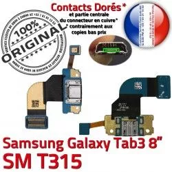 SM-T315 TAB3 Connecteur 3 MicroUSB Qualité Ch Dorés ORIGINAL OFFICIELLE Galaxy Réparation de Nappe Samsung Chargeur TAB Charge Contacts