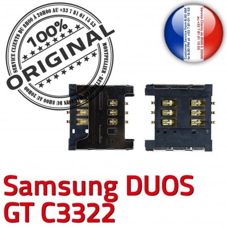 Samsung Duos GT c3322 S SLOT Prise SIM Reader Contacts à Connecteur souder Connector Carte Dorés ORIGINAL OR Lecteur Card Pins