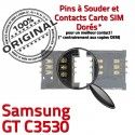 Samsung GT c3530 S Reader ORIGINAL SIM Dorés Lecteur OR Prise Connecteur SLOT Connector à souder Carte Pins Card Contacts