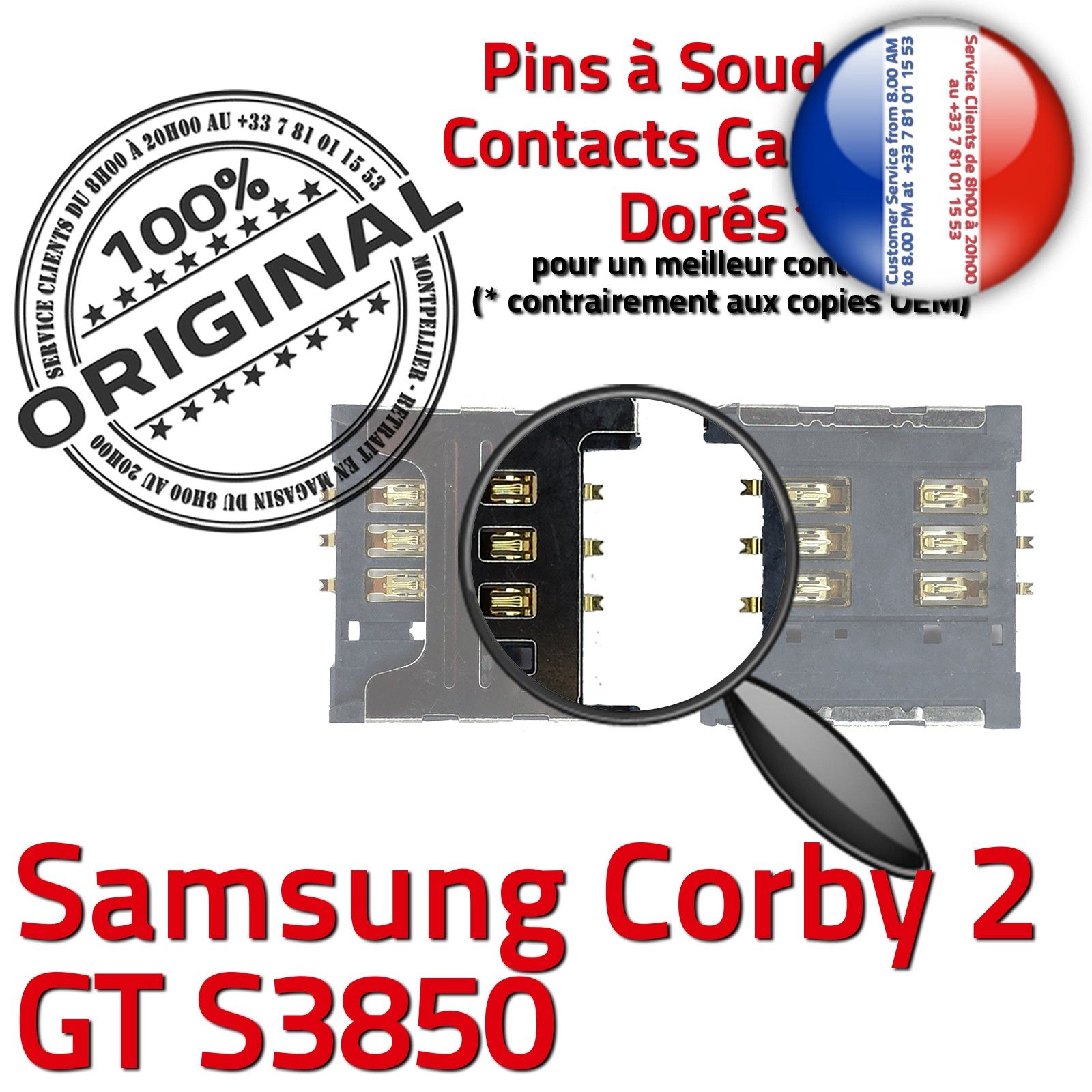 Remplacement PORT Micro USB PC Réparation Changement Pins Dorés Connecteur de Charge à souder Changer Jack Connexion Câble Contacts Démontage Samsung Corby 2 GT s3850 Soudures Carte Mère SD Prise Chargeur Téléphone Portable micro-soudures Smartphone Lecte