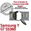 Samsung Galaxy Y GT s5360 S Carte souder SIM Connecteur Contacts Lecteur à OR Pins Reader Prise Connector Dorés SLOT ORIGINAL Card