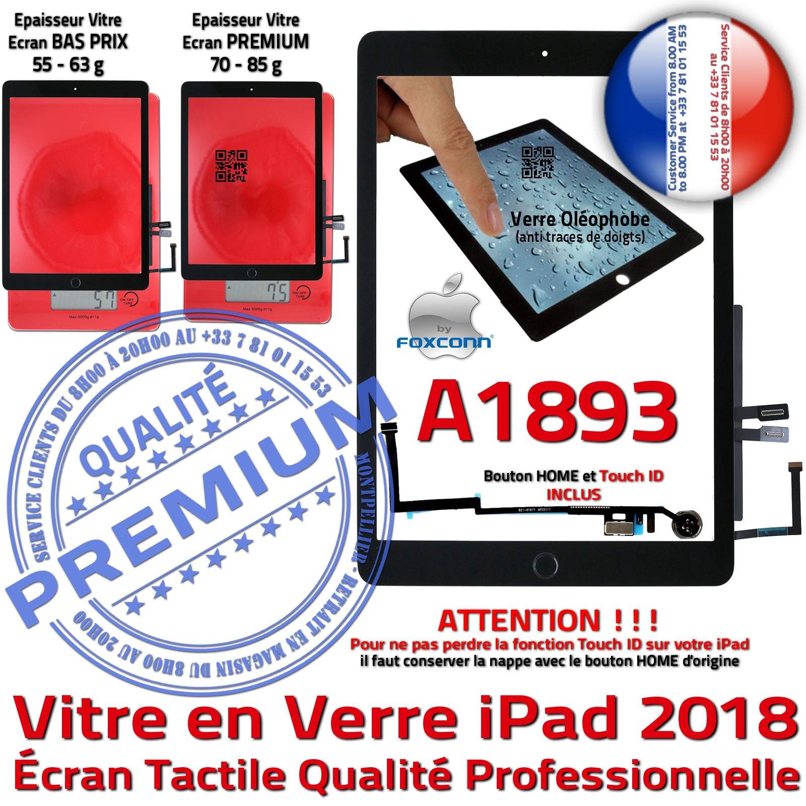 Ecran Tactile Pour Apple Ipad 9.7 2018 A1954 A1893 Noir