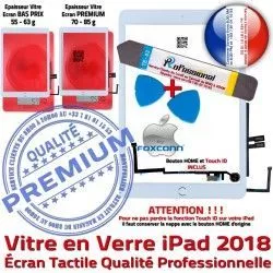 Oléophobe iPad Qualité 2018 iLAME Blanche Réparation HOME Bouton Tactile PACK Nappe inch Outils 9.7 B Precollé Vitre Adhésif PREMIUM Verre KIT