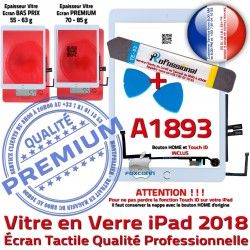 PACK Bouton Precollé Qualité HOME KIT Blanche Tactile 6 iPad PREMIUM Adhésif Réparation - Nappe Vitre B Outils Oléophobe A1893 Verre