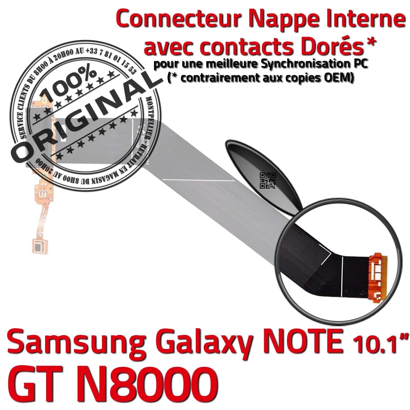 ORIGINAL Samsung Galaxy NOTE GT N8000 Connecteur de Charge Micro USB Nappe Chargeur OFFICIELLE Qualité Contacts Dorés Réparation