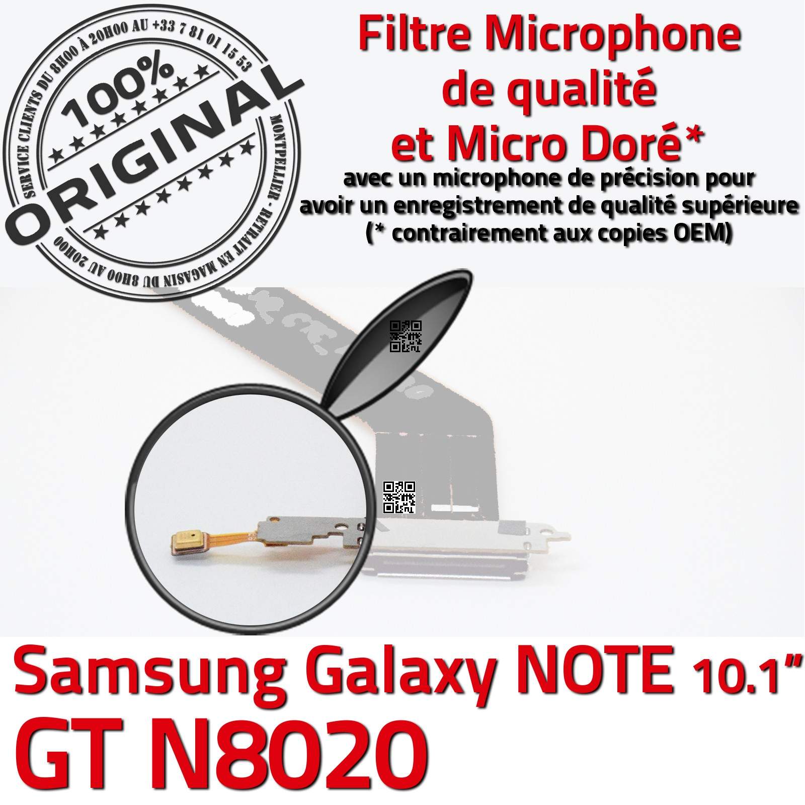 ORIGINAL NOTE GT N8020 Port USB Connecteur de Charge Nappe Microphone Chargeur