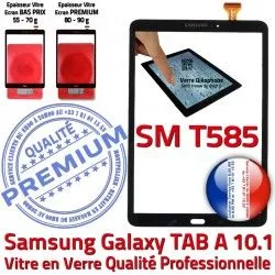 Verre inch N A6 SM-T585 en aux Résistante Noir Noire Ecran Chocs Qualité Galaxy Tactile TAB-A6 2016 TAB Supérieure Vitre 10.1 PREMIUM