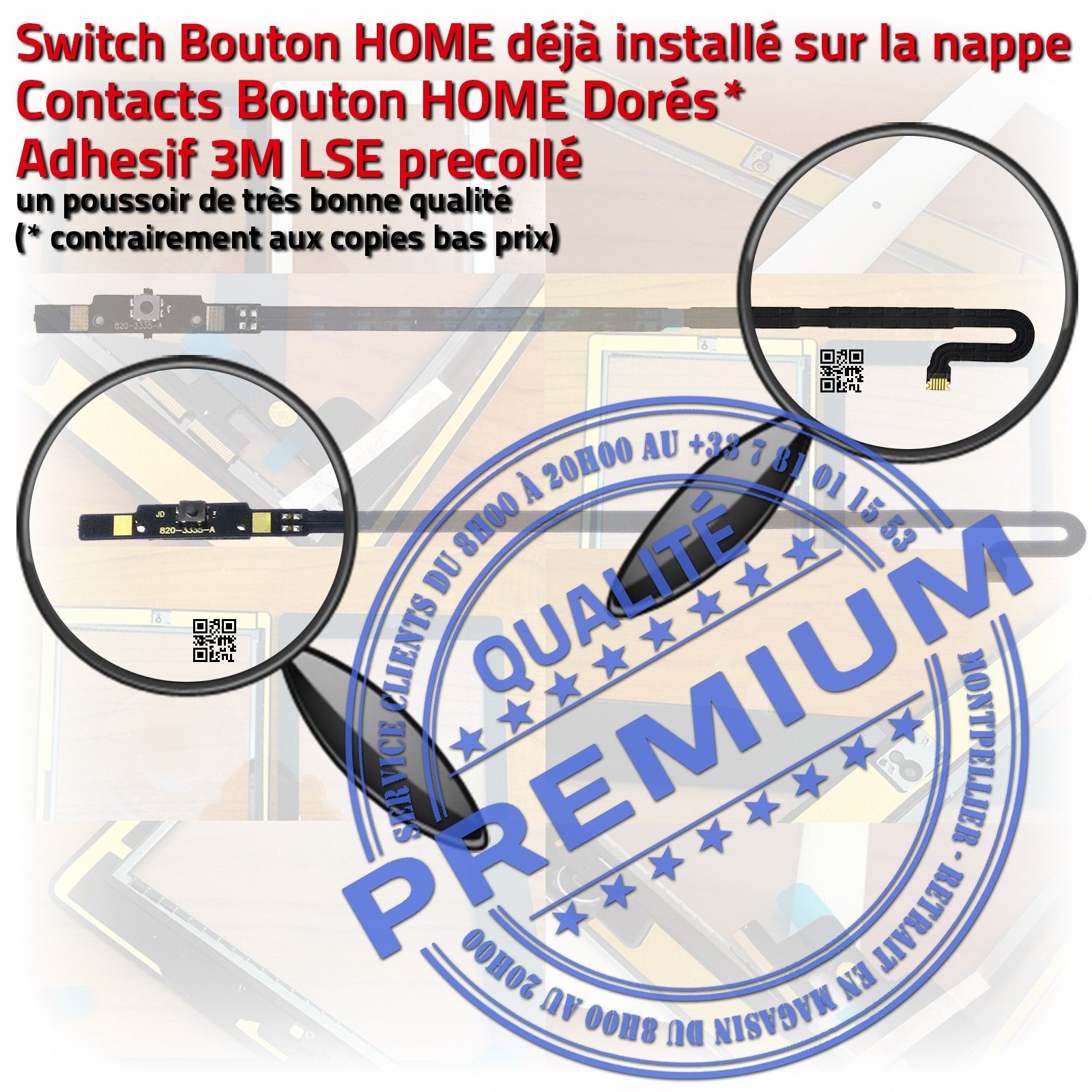 Bouton Home De Remplacement Pour IPad 4 - Modèles A1458/A1459/A1460, Neuf