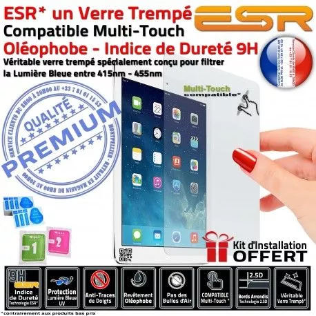 Verre Trempé Apple iPad A2197 ESR Anti-Rayures Ecran Chocs Bleue Lumière Oléophobe H UV Multi-Touch 2019 Protection Vitre Filtre