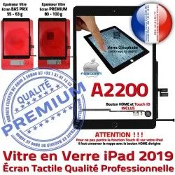 Verre Monté Nappe Adhésif A2200 Caméra Fixation Qualité Réparation iPad Tablette HOME Oléophobe Noir Tactile Ecran 2019 IC Vitre