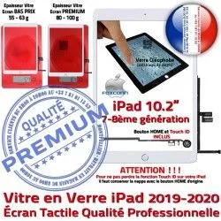 Bouton Vitre Ecran 2019-2020-2021 Qualité Verre Fixation HOME Tactile Adhésif in Remplacement Precollé 10.2in Blanc 10.2 PREMIUM iPad