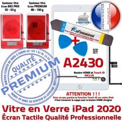 Oléophobe PREMIUM HOME Outils 2020 B Verre A2430 Nappe Precollé KIT Qualité Réparation PACK Vitre Adhésif Bouton Tactile iPad Blanche