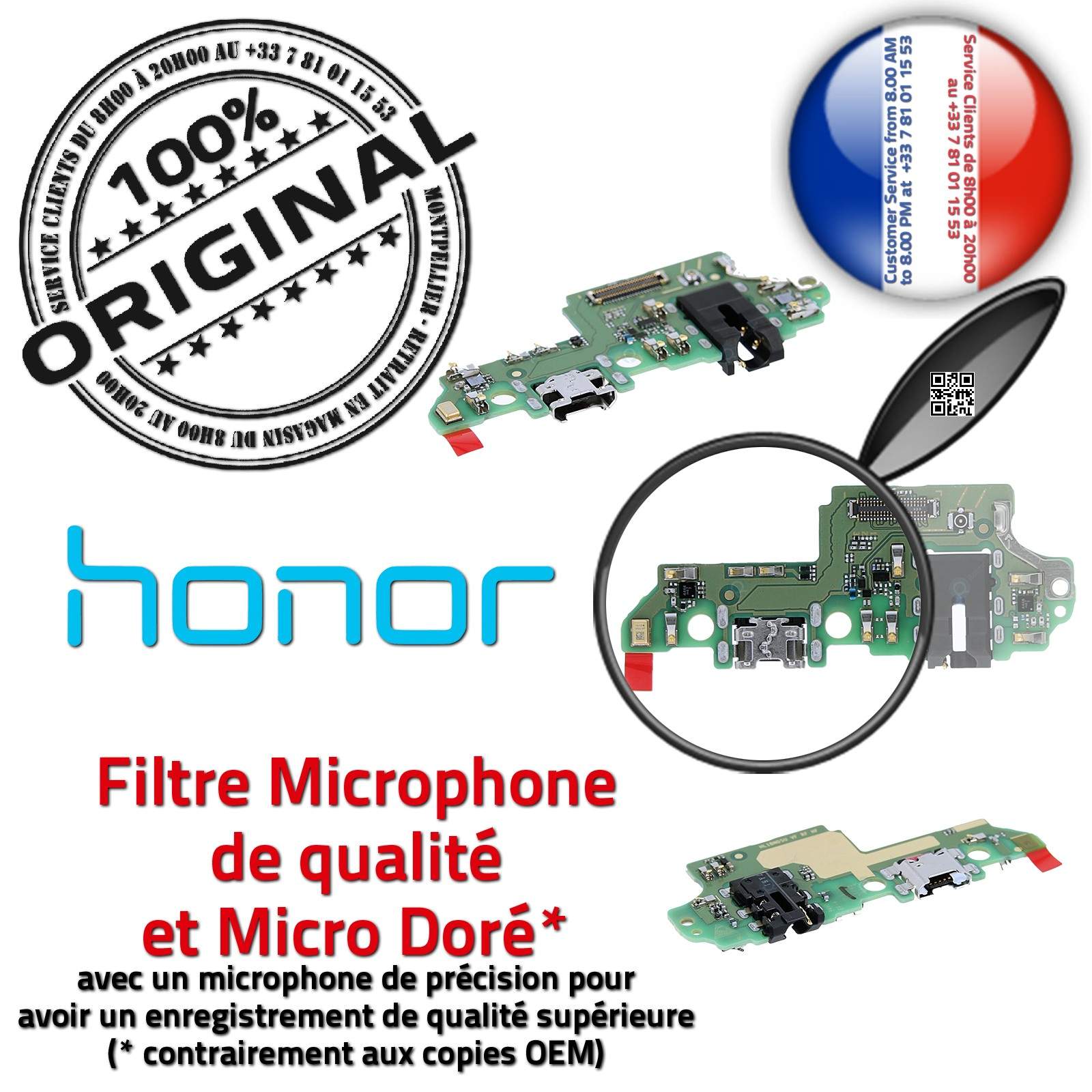 Honor 7X Charge Rapide Connecteur Micro USB ORIGINAL Nappe Prise Câble Chargeur
