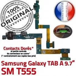 Flex SM Haut OFFICIELLE Parleur TAB HP Galaxy SM-T555 Chargeur Réparation de A ORIGINAL T555 Connecteur Charge Bouton Samsung HOME Nappe