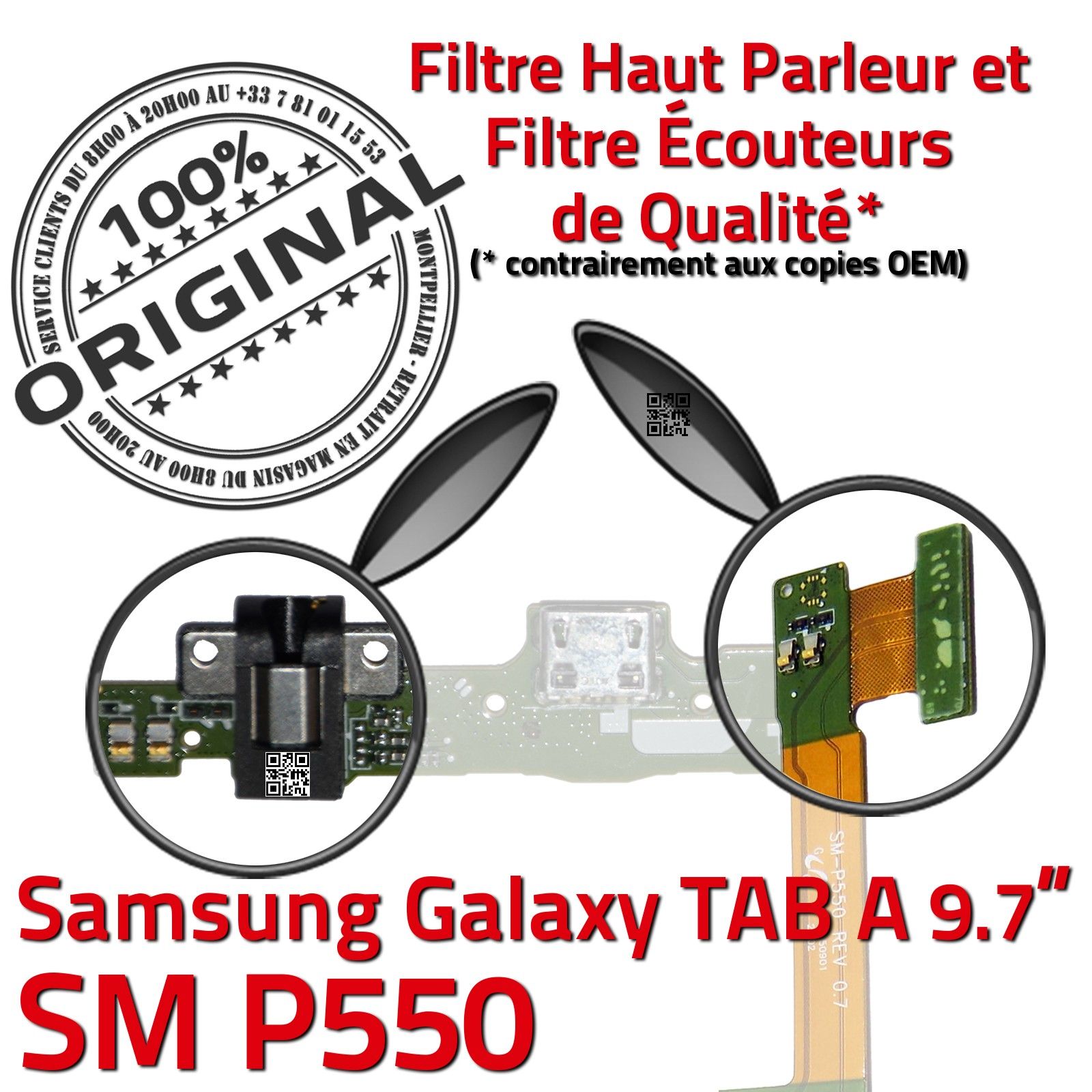 ORIGINAL Samsung Galaxy TAB A SM P550 Connecteur Charge Prise Port Micro USB PC