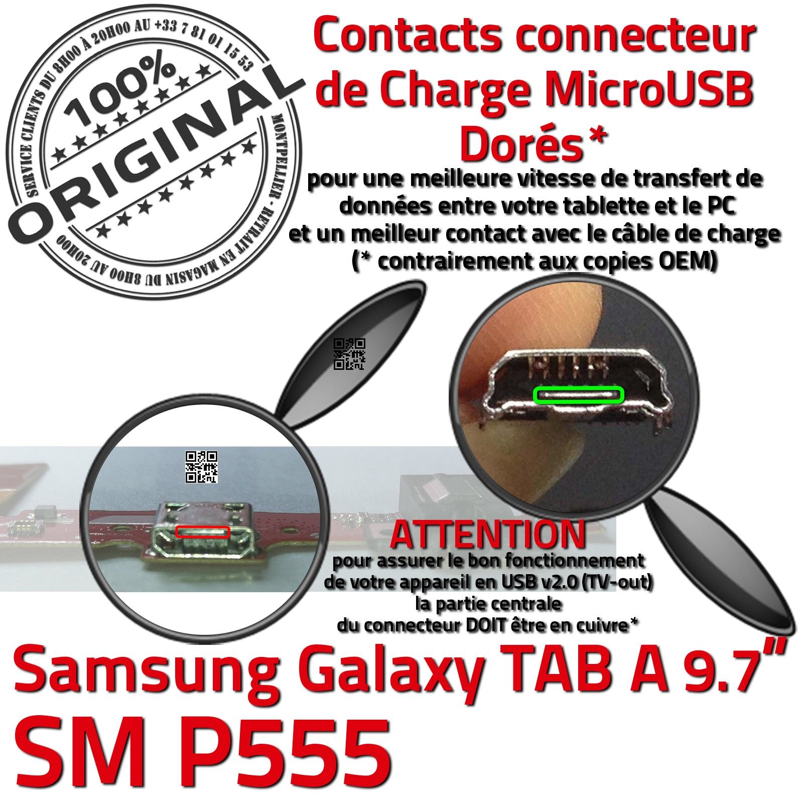 Jack Ecouteurs Casque Flex Carte Mère Réparation Port Micro USB SAMSUNG Galaxy TAB A 9.7 Remplacement SM-P555 Tablette SPEN SM P555 Changement Prise Chargeur Micro-USB Qualité Connecteur d'Origine Bouton HOME Haut Parleur Nappe OFFICIELLE de Charge Câble