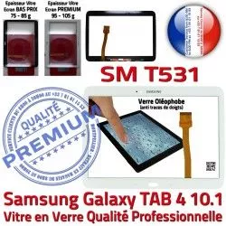 Adhésif 10.1 SM-T531 Galaxy Verre Samsung en Supérieure Tactile Prémonté LCD TAB4 PREMIUM Blanche Qualité Ecran Assemblée B Vitre Tab4