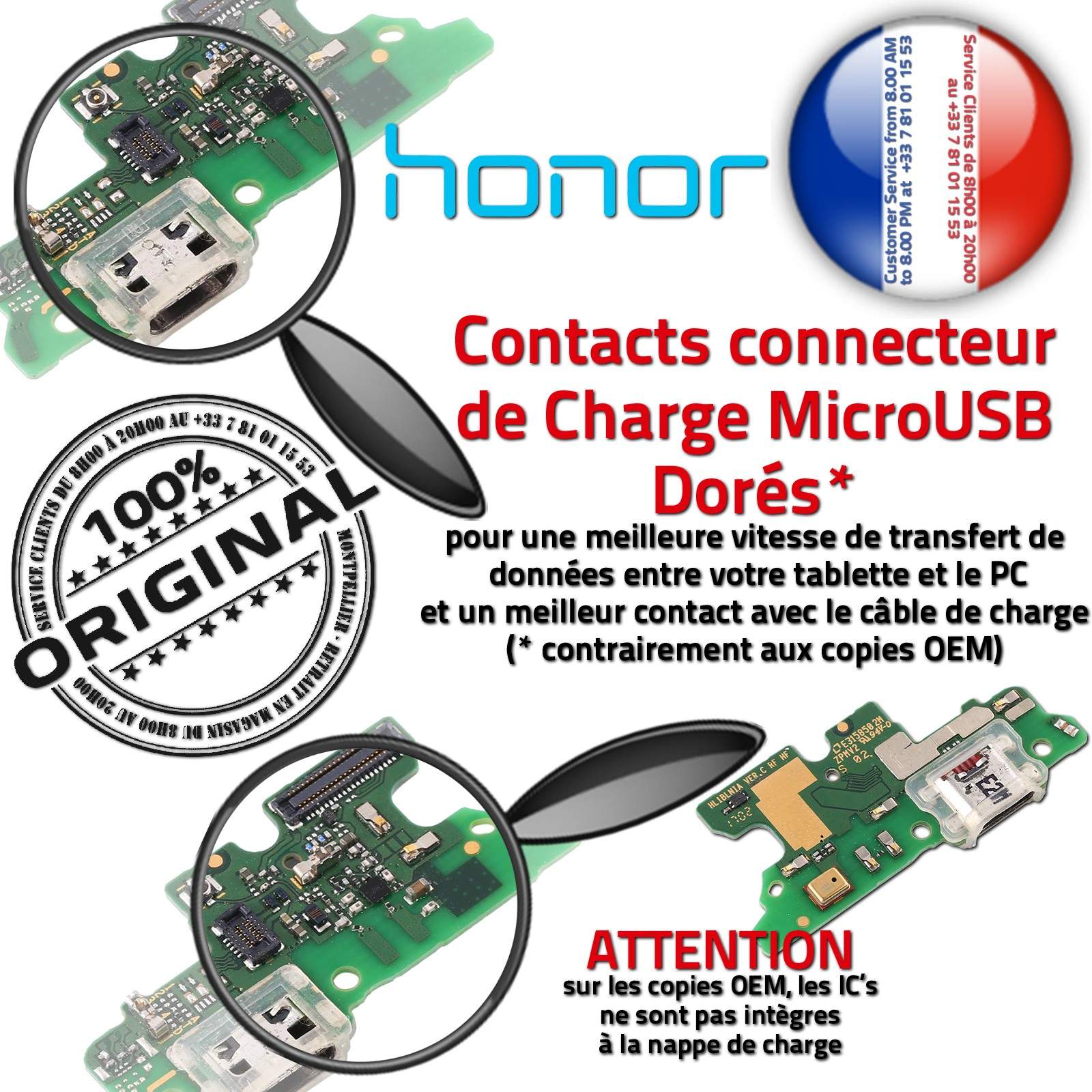 Téléphone AUDIO Type-C Sonde Température Filtre Haut-Parleur Connecteur de Charge Rapide ORIGINAL Changer Câble Prise Alimentation PORT Nappe Qualité Microphone Réseau Antenne SMA JACK Honor 6X Remplacement Écouteur Réparation Chargeur Micro USB C Origine