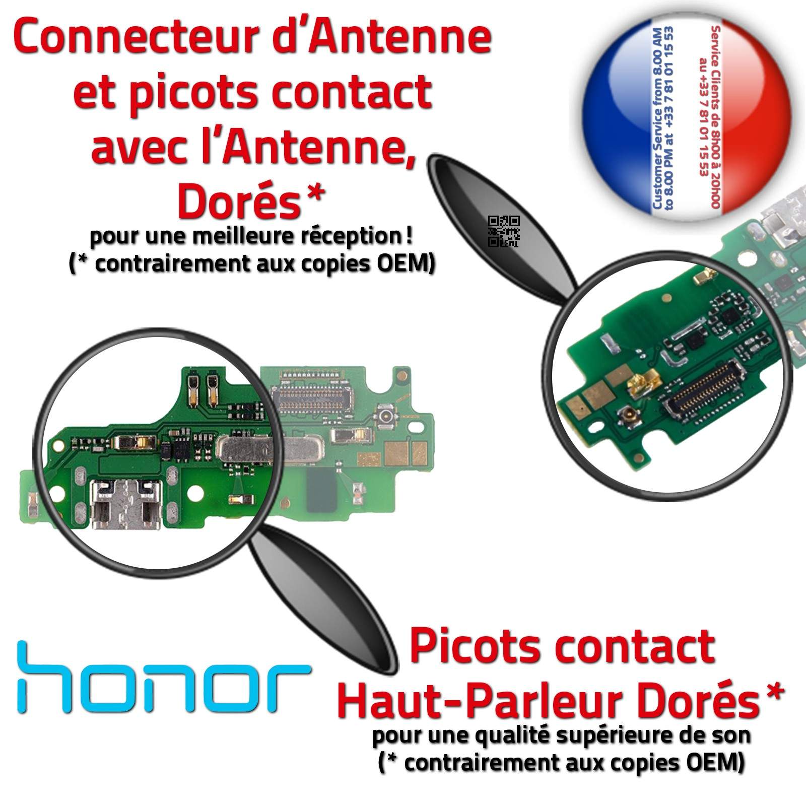 Honor 5X Connecteur de Charge ORIGINAL Prise Chargeur Micro USB Nappe OFFICIELLE Qualité Microphone Antenne RESEAU Câble JACK