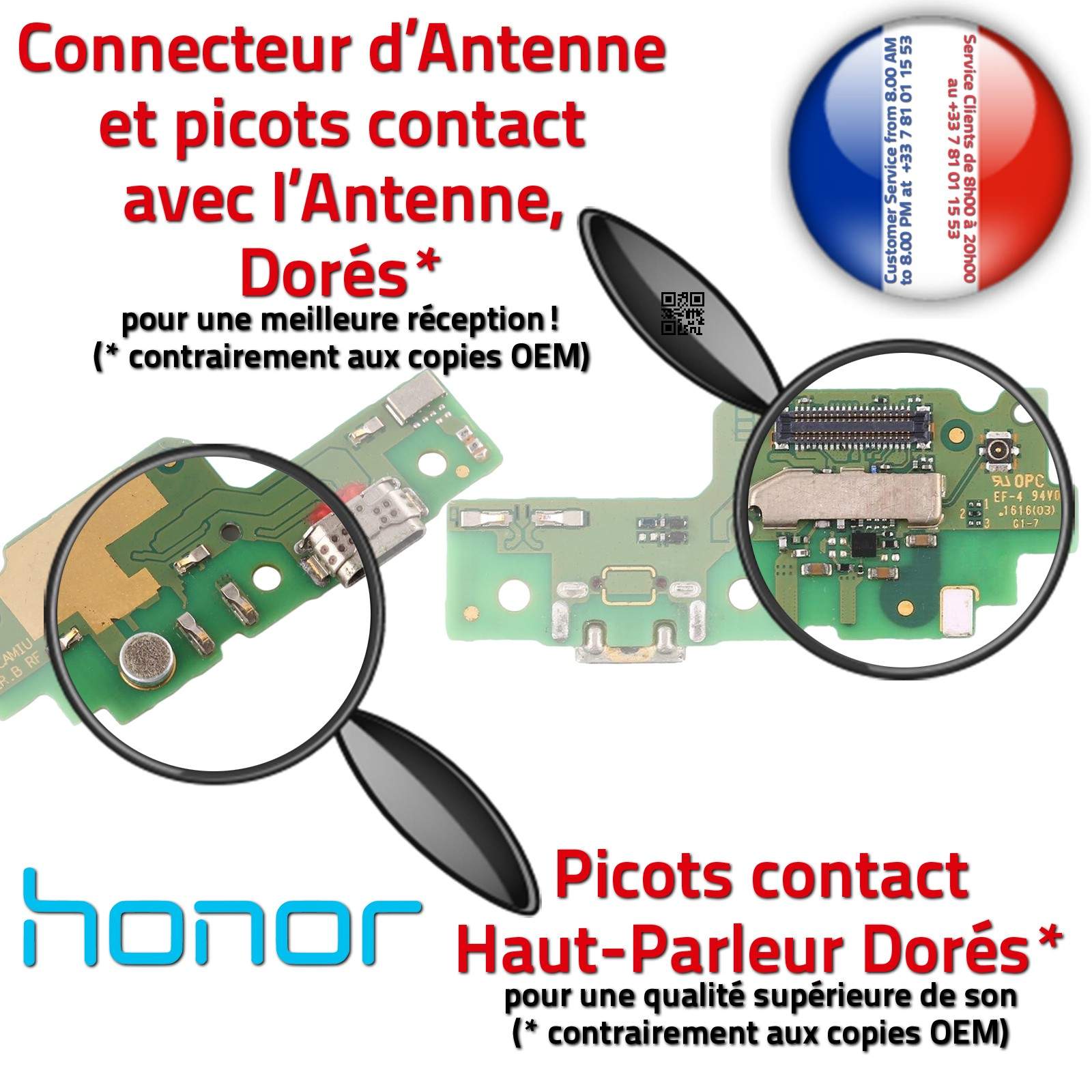 Huawei Honor 5A ORIGINAL Connecteur Antenne SMA GSM Charge Prise Chargeur Téléphone PORT USB Nappe OFFICIELLE Microphone Qualité