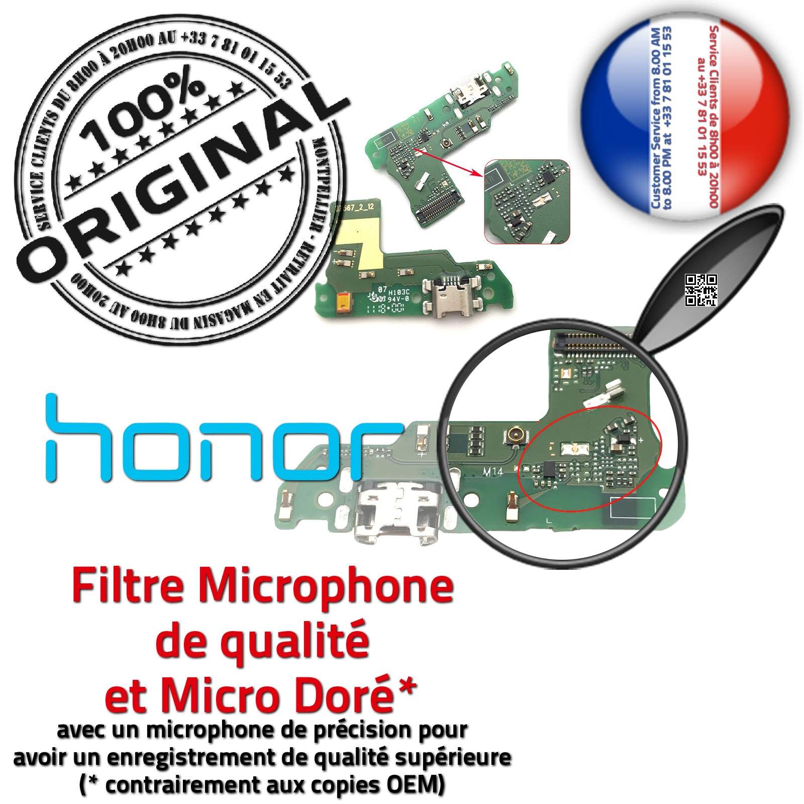ORIGINAL Honor 7A Connecteur de Charge PORT Micro USB Nappe Prise Câble Chargeur