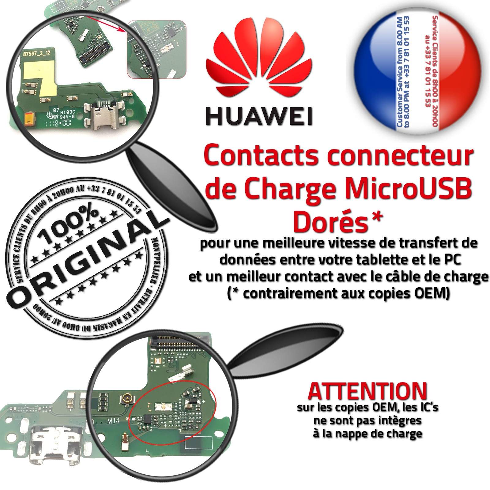 Réseau Antenne SMA JACK Nappe Qualité Microphone Sonde Température Filtre Réparation Chargeur Micro USB d'origine Connecteur de Charge Rapide ORIGINAL Huawei Y6 Prime 2018 Téléphone AUDIO Type-C Changer Câble Prise Alimentation PORT Remplacement Écouteurs