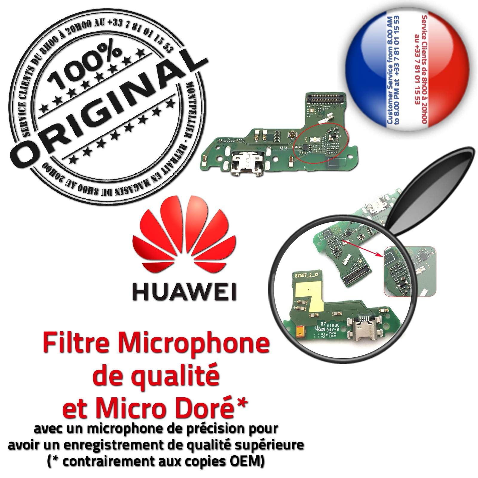 Huawei Y6 Prime 2018 Connecteur de Charge ORIGINAL MicroUSB Prise Câble Chargeur