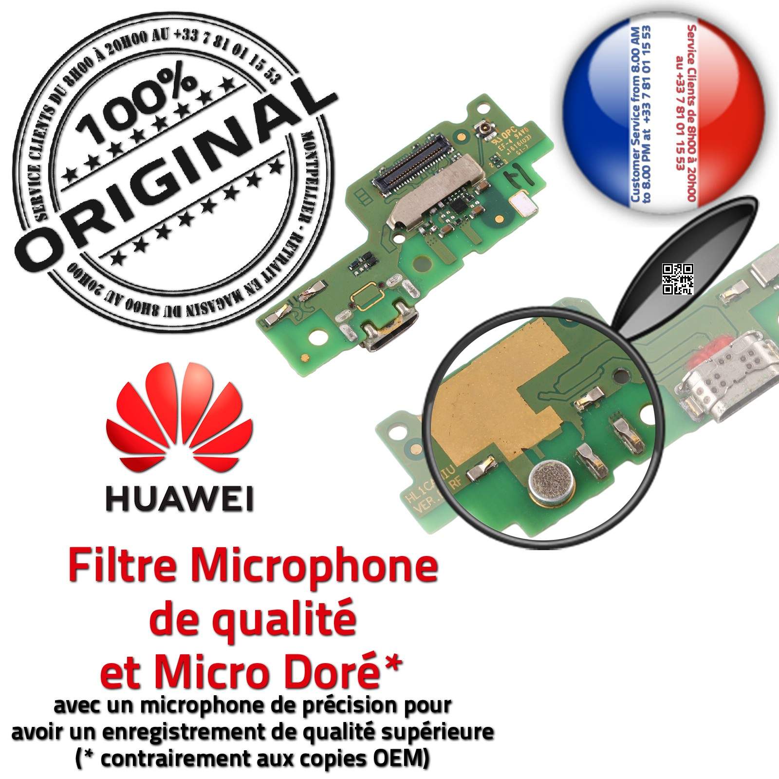 Huawei Y6-2 ORIGINAL Connecteur Antenne SMA Nappe Téléphone Chargeur USB