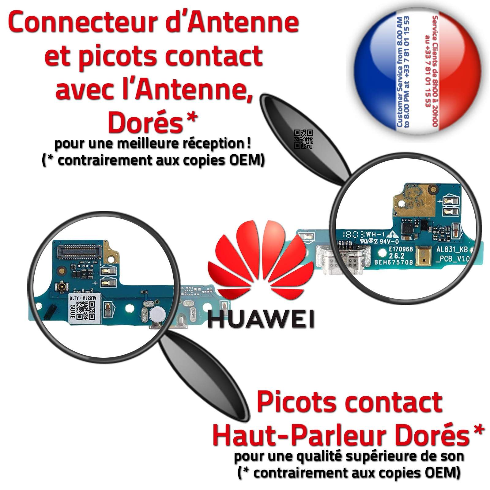 Huawei Y6 2017 Connecteur Chargeur ORIGINAL Téléphone Honor Prise Charge PORT USB Nappe OFFICIELLE Qualité Microphone Antenne