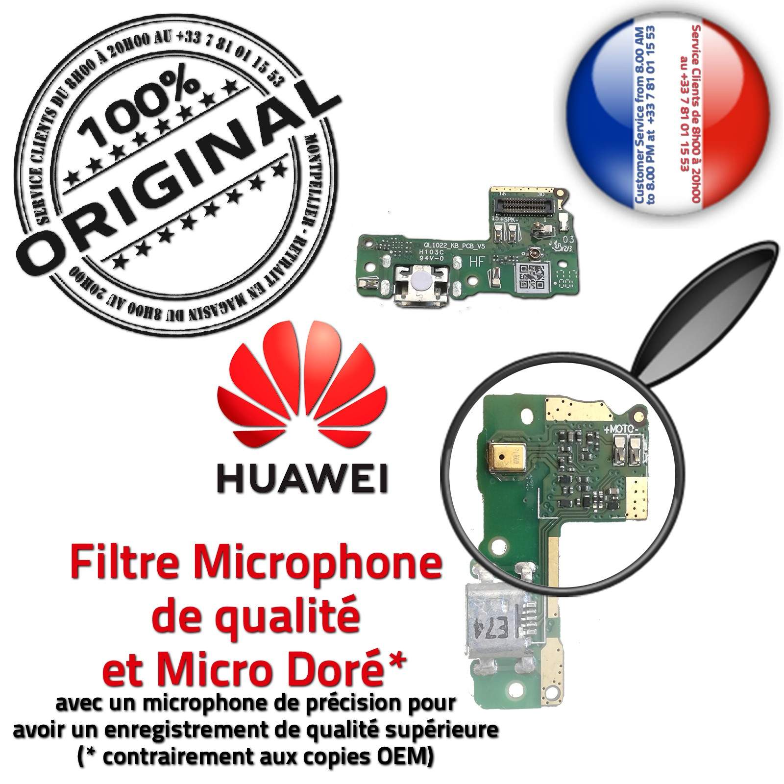 Huawei P9 Lite Mini JACK Branchement Chargeur PORT de Charge ORIGINAL Câble USB