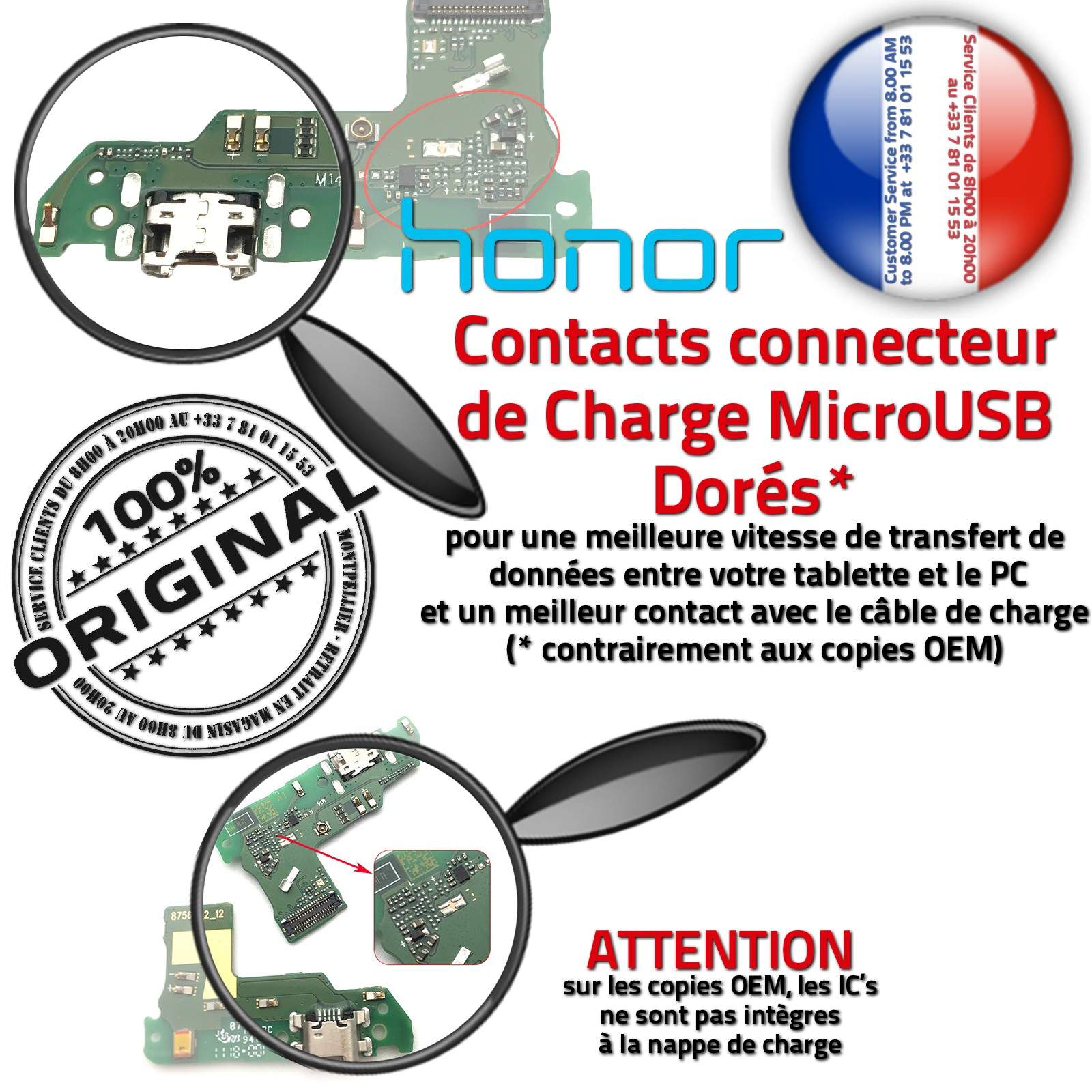 Connecteur De Charge Pour Huawei Honor 7s – Neuf, Compatible Aussi Avec P20