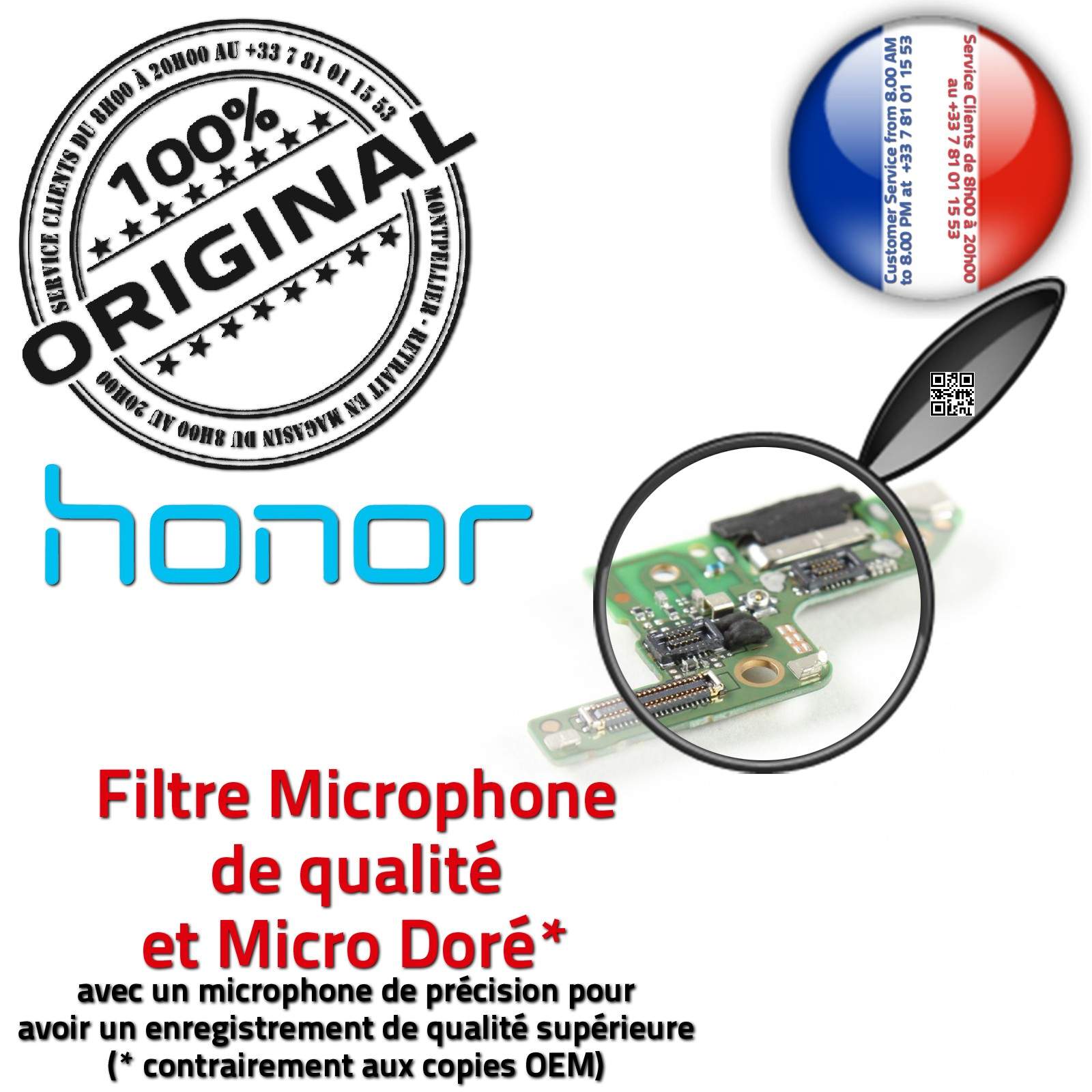 Téléphone Honor 8 ORIGINAL Connecteur Antenne RESEAU Nappe Chargeur USB Type C