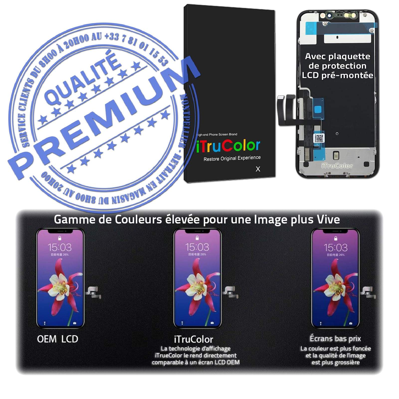 Ecran iphone 11 iphone 11 RETINA LCD VITRE TACTILE SUR CHASSIS