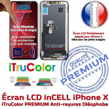 Écran Qualité inCELL iPhone X Multi-Touch iTruColor True Tactile SmartPhone Tone HDR LCD Oléophobe LG Affichage PREMIUM Verre