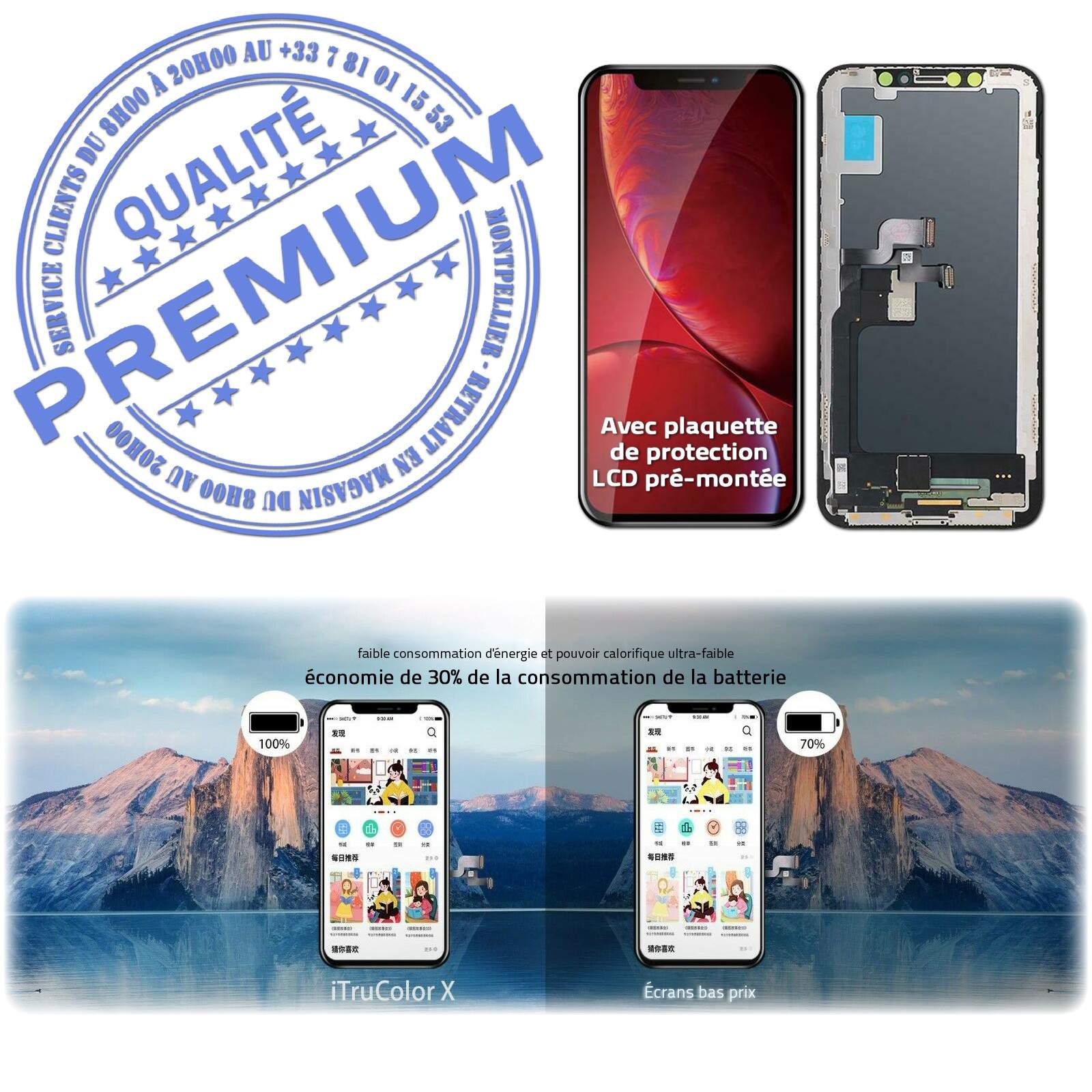 Écran Complet Verre Multi-Touch inCELL Apple iPhone 10 PREMIUM SmartPhone  3D Touch LCD Remplacement Cristaux Liquides Oléophobe
