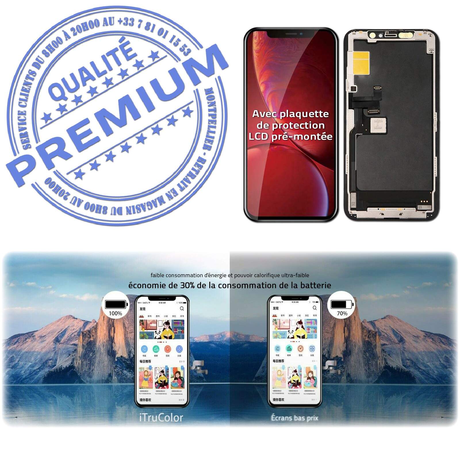 Vitre Tactile iPhone A2217 inCELL Apple PREMIUM Super Retina 5,8 pouces SmartPhone Affichage True Tone Cristaux Liquides 3D HD