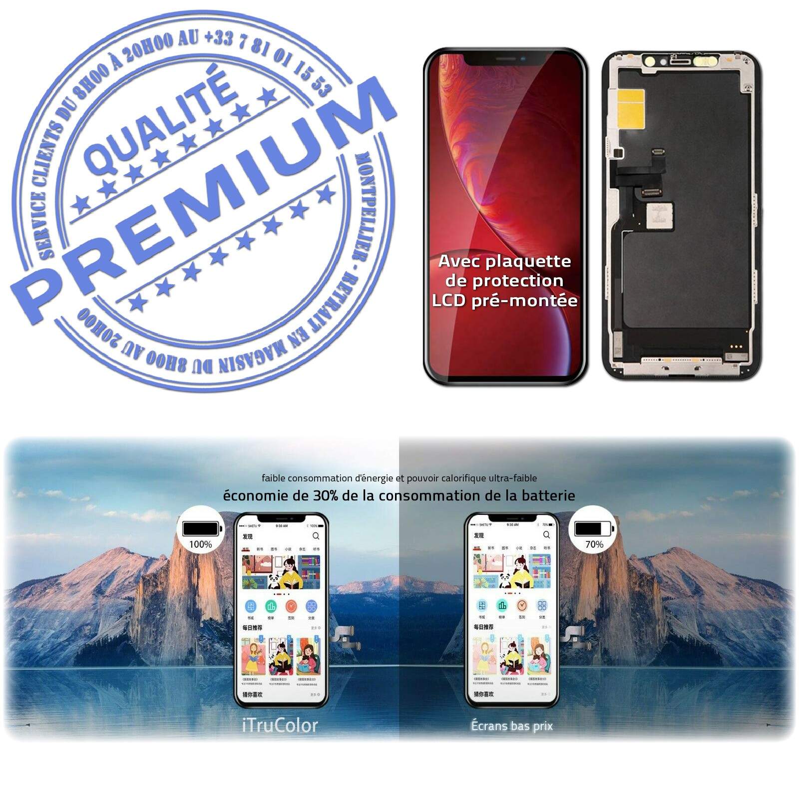 Écran LCD sur Châssis iPhone 11 PRO MAX inCELL Apple PREMIUM Super Retina 6,5 pouces SmartPhone Affichage Cristaux Liquides